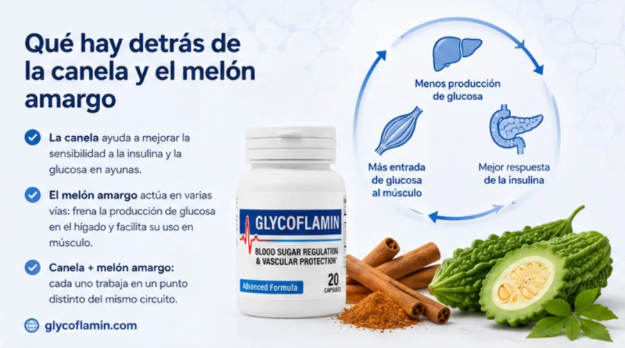 Canela y melón amargo, base de la fórmula de Glycoflamin