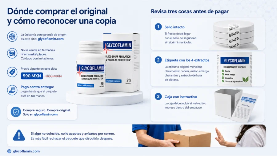Frasco original de Glycoflamin frente a las copias